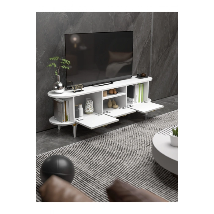 Tv Sehpası Mira Gold 5032 Beyaz 160 Cm 35 Cm 50 Cm