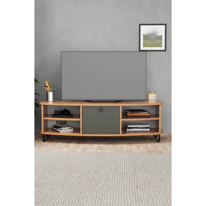 Tv Sehpası Tv Ünitesi 136 Cm Atlantik Çam Antrasit Vienna 5007