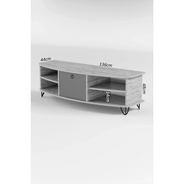 Tv Sehpası Tv Ünitesi 136 Cm Atlantik Çam Antrasit Vienna 5007