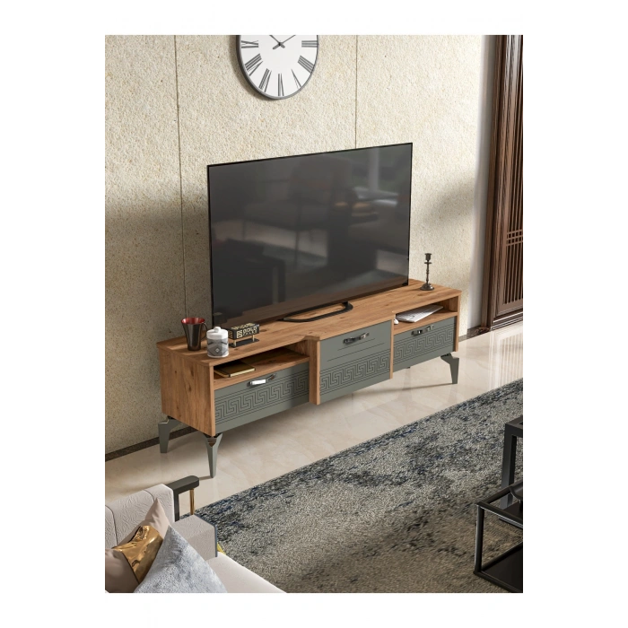 Tv Sehpası Tv Ünitesi 160 Cm Atlantik Çam Antrasit Mistral 5071