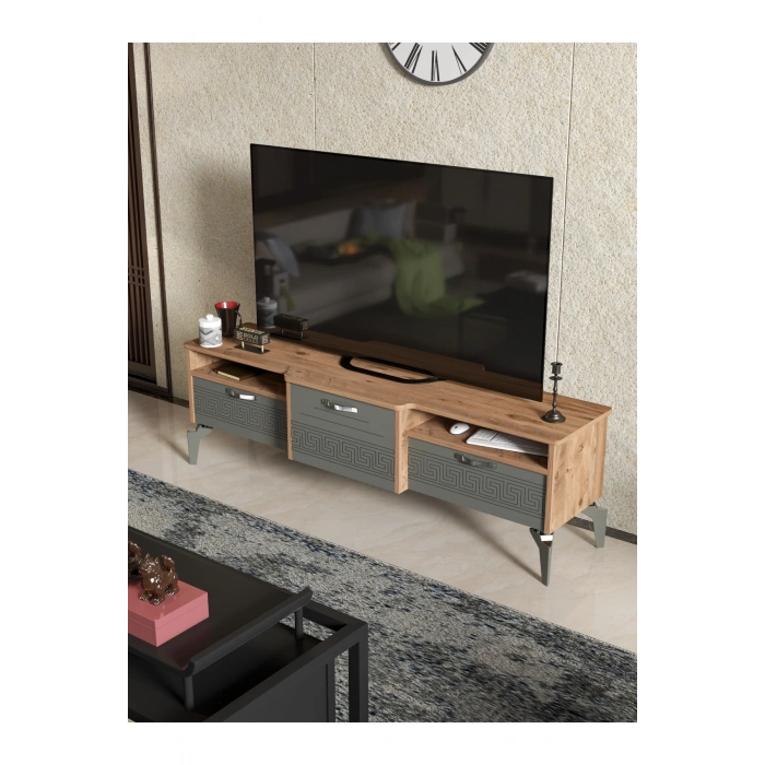 Tv Sehpası Tv Ünitesi 160 Cm Atlantik Çam Antrasit Mistral 5071