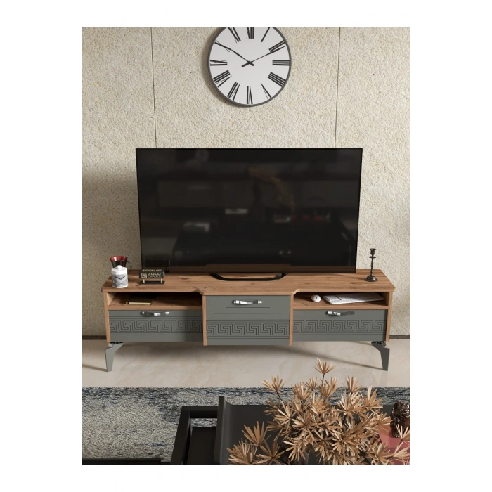 Tv Sehpası Tv Ünitesi 160 Cm Atlantik Çam Antrasit Mistral 5071