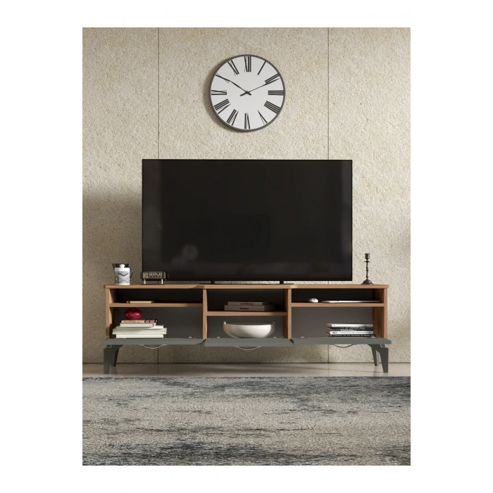 Tv Sehpası Tv Ünitesi 160 Cm Atlantik Çam Antrasit Mistral 5071