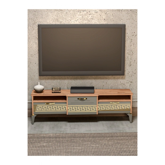 Tv Sehpası Tv Ünitesi 160 Cm Atlantik Çam Gold Mistral 5070