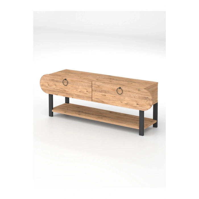 Tv Sehpası Tv Ünitesi Kapaklı Raflı Setro Atlantik Çam