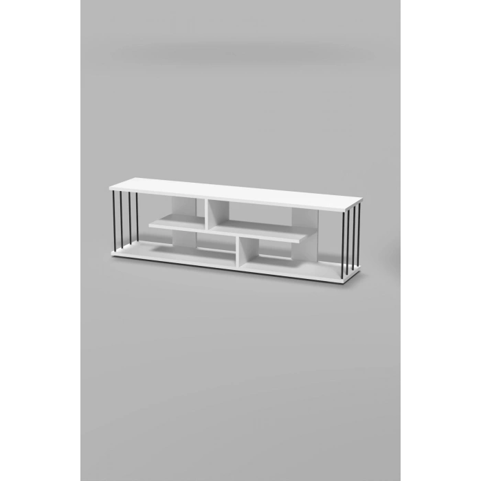 Tv Sehpası Tv Ünitesi Raflı 140 Cm Gzd Beyaz