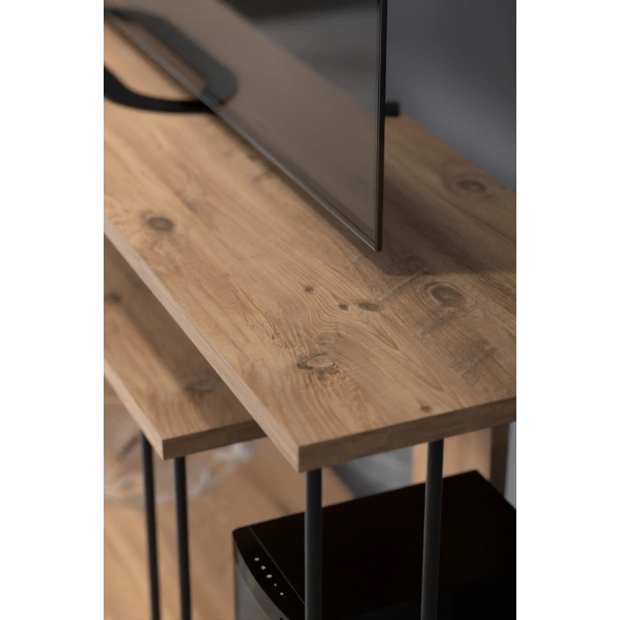 Tv Sehpası Tv Ünitesi Raflı 140 Cm Gzd Plus Atlantik Çam