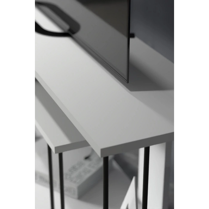 Tv Sehpası Tv Ünitesi Raflı 140 Cm Gzd Plus Beyaz