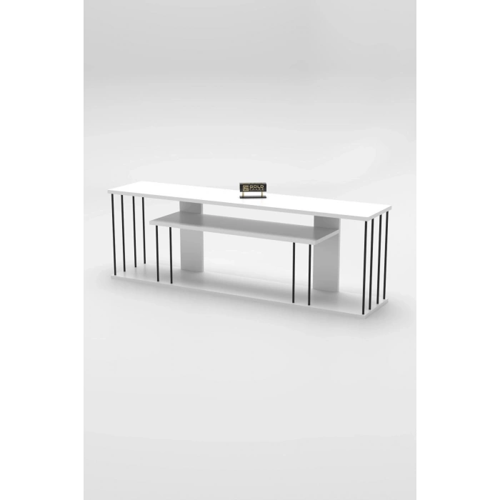 Tv Sehpası Tv Ünitesi Raflı 140 Cm Gzd Plus Beyaz