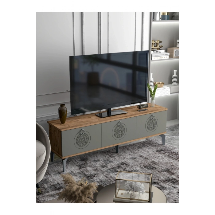 Tv Sehpası Tv Ünitesi Saraylı Atlantik Çam - Antrasit 5061