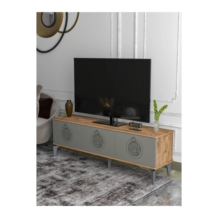 Tv Sehpası Tv Ünitesi Saraylı Atlantik Çam - Antrasit 5061