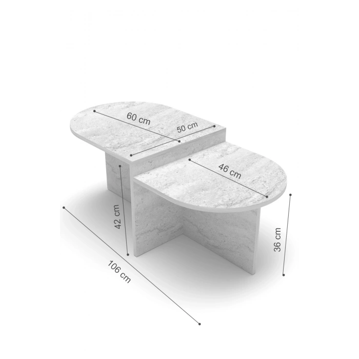 Tv Sehpası Ünitesi Tekli Orta Sehpa 3Lü Zigon Sehpa Set Üç Ürün Atlantik Çam