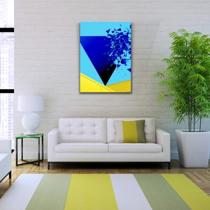 Üçgenler Mavi ve Turkuaz Renklerde Kanvas Tablo 50 x 70