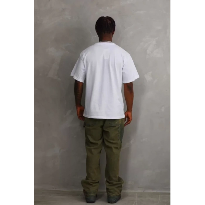 Unisex Baskılı Oversize T-Shirt - Beyaz