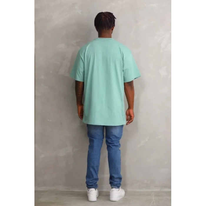 Unisex Baskılı Oversize T-Shirt - Mint Yeşili