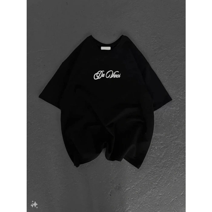 Unisex Baskılı Oversize T-Shirt - Siyah
