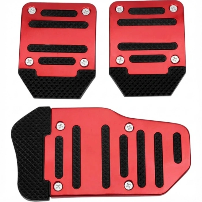 Universal Manuel Metal Pedal Seti 3 Parça Kırmızı