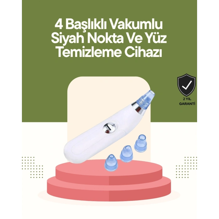 USB Destekli 4 Başlıklı Siyah Nokta Vakum Cihazı – Gözenek Temizleyici ve Cilt Yenileyici Bakım Aleti
