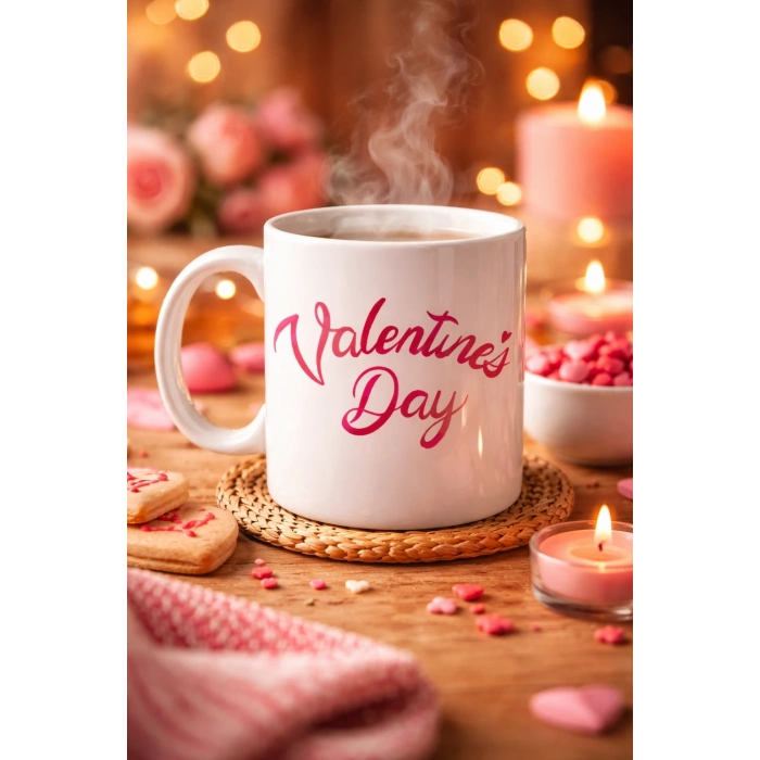 Valentine’s Day Porselen Kupa Model 3 – Aşk Temalı Özel Tasarım Kahve & Çay Kupası , Sevgililer Günü Hediyesi