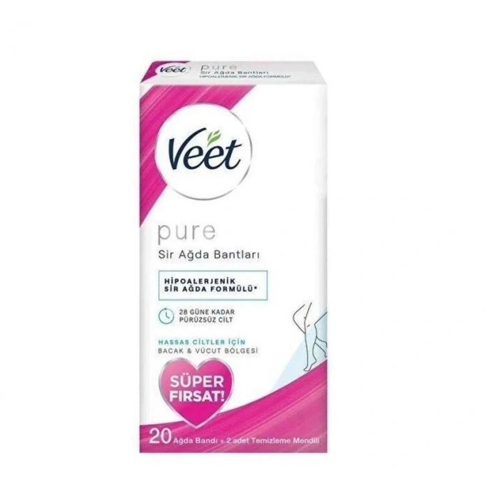 Veet Pure Bacak ve Vücut Bölgesi Hipoalerjenik Sir Ağda Bandı 20li