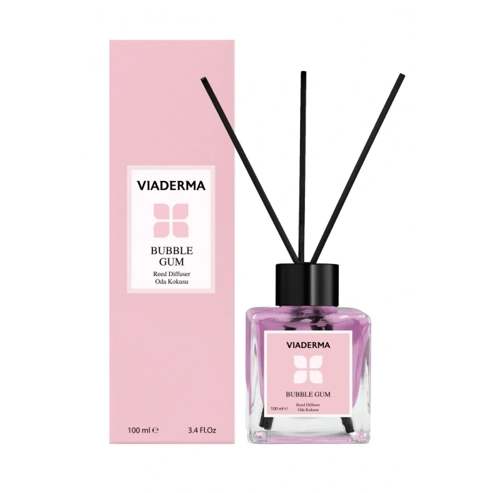 Viaderma Kare Şişe Bubblegum Esansı Bambu Çubuklu Oda Kokusu 100 ml