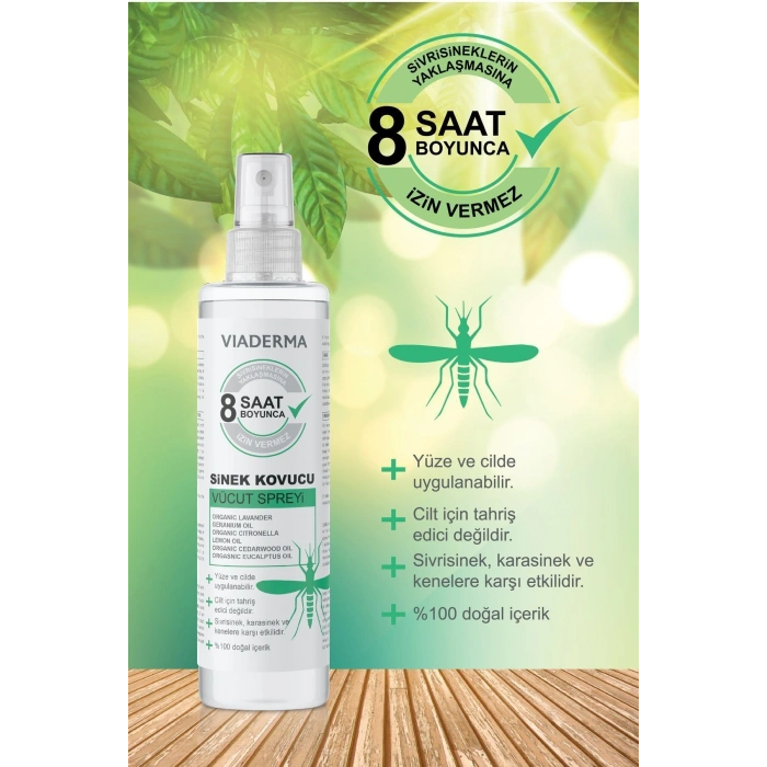 Viaderma Sivrisinek Sinek Kovucu Koruyucu Vücut Spreyi Bitkisel Tüm Vücut Için Aile Boy 150 ml
