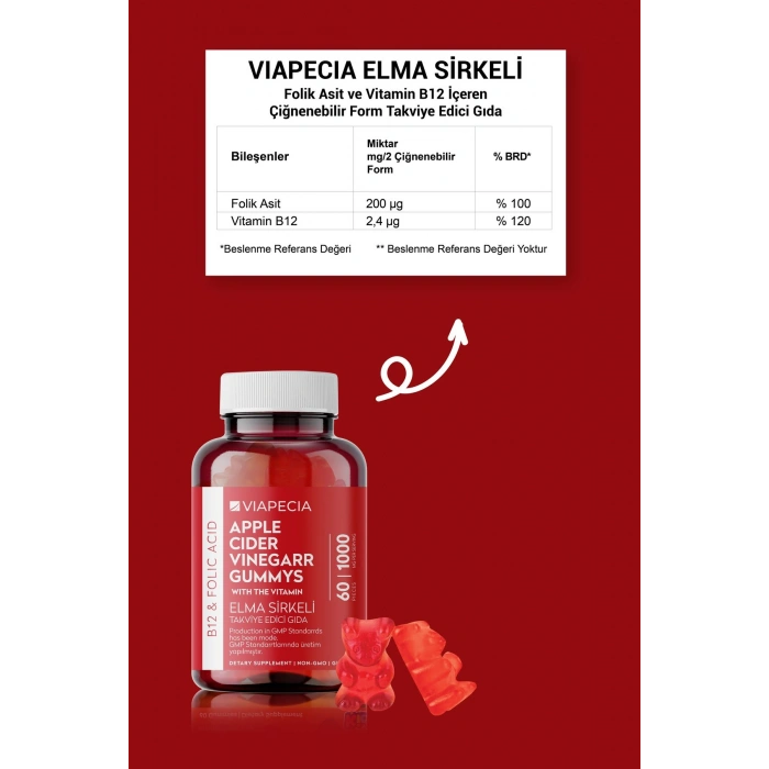 Viapecia Apple Cider Vinegar Elma Sirkeli 60 Gummys