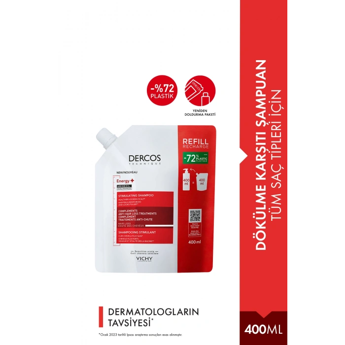 Vichy Dercos Energisant Saç Dökülmesine Karşı Şampuan Refill 400 ml