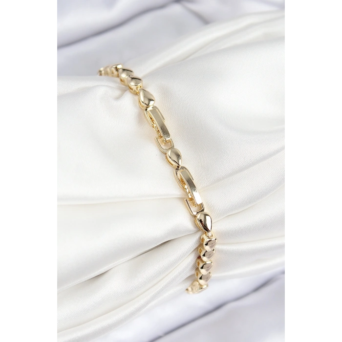 VIP Pirinç Zirkon Taşlı Sıralı Damla Model Gold Renk Kadın Bileklik