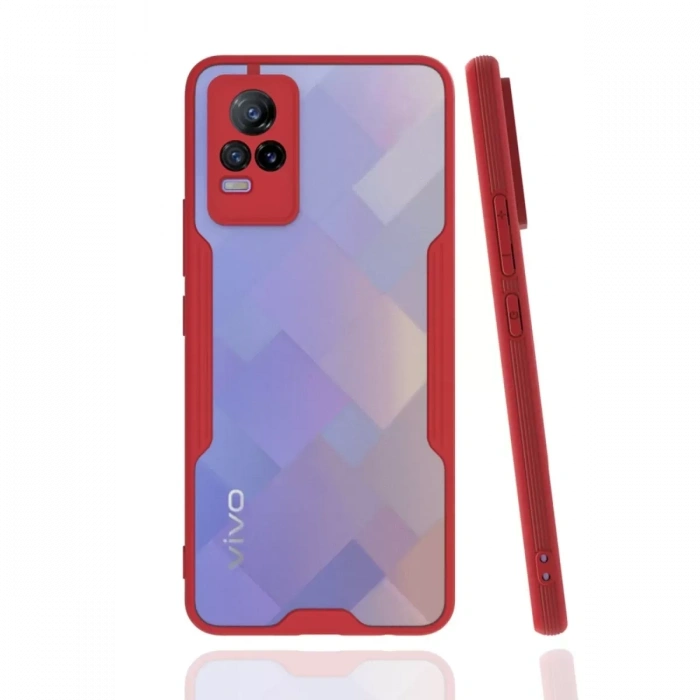 Vivo V21e Kılıf Platin Silikon - Kırmızı