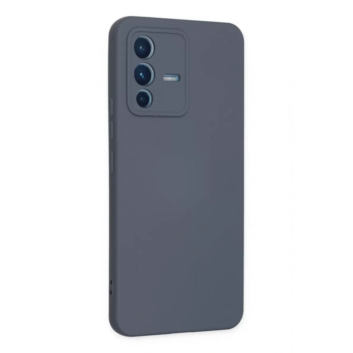 Vivo V23 5G Kılıf Nano içi Kadife Silikon - Gri