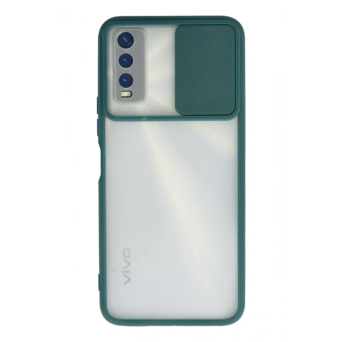 Vivo Y11S Kılıf Palm Buzlu Kamera Sürgülü Silikon - Yeşil