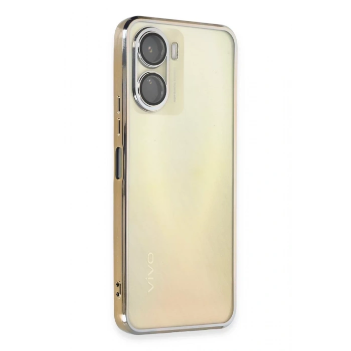 Vivo Y16 Kılıf Lensli Silikon - Gold