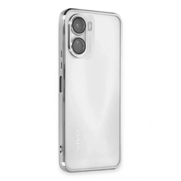 Vivo Y16 Kılıf Lensli Silikon - Gümüş