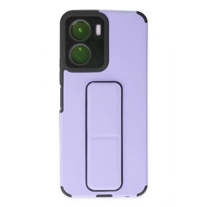 Vivo Y16 Kılıf Mega Standlı Silikon - Lila