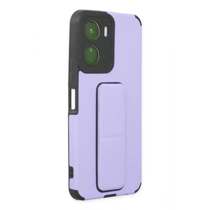 Vivo Y16 Kılıf Mega Standlı Silikon - Lila