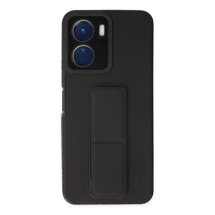 Vivo Y16 Kılıf Mega Standlı Silikon - Siyah