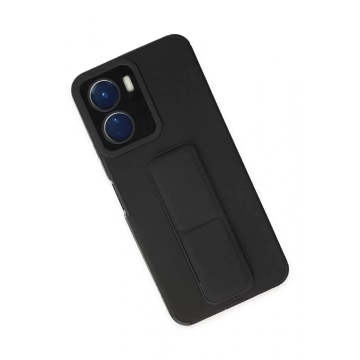 Vivo Y16 Kılıf Mega Standlı Silikon - Siyah