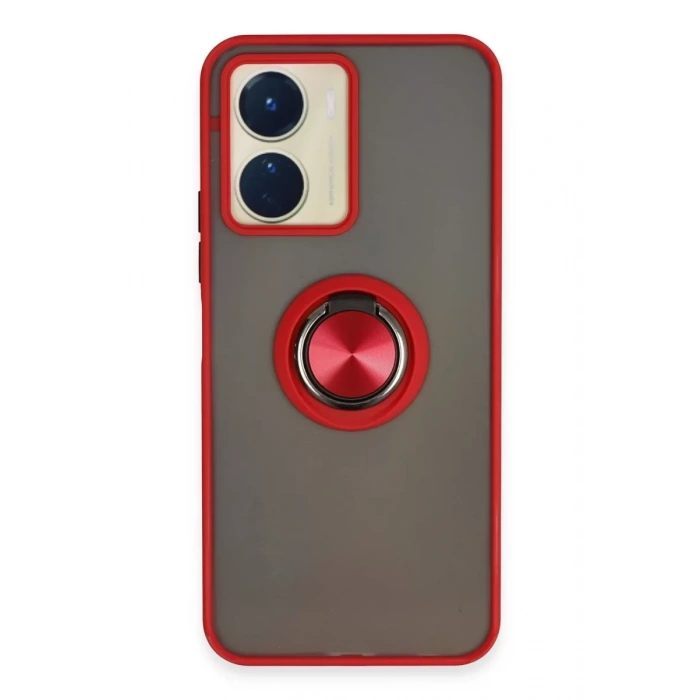 Vivo Y16 Kılıf Montreal Yüzüklü Silikon Kapak - Kırmızı