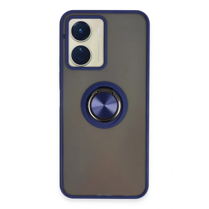 Vivo Y16 Kılıf Montreal Yüzüklü Silikon Kapak - Lacivert