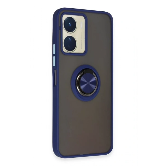 Vivo Y16 Kılıf Montreal Yüzüklü Silikon Kapak - Lacivert