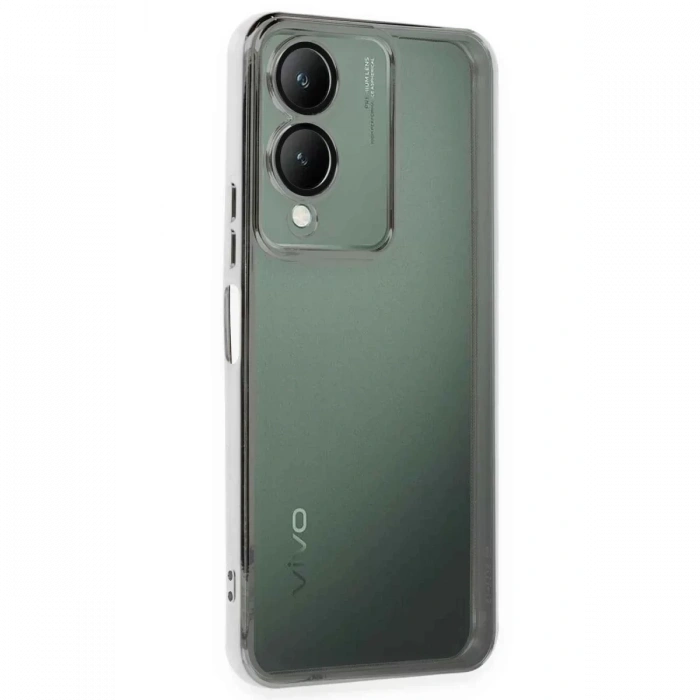 Vivo Y17S Kılıf Lensli Silikon - Gümüş