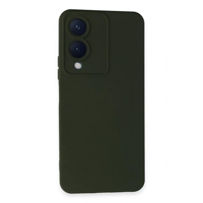 Vivo Y17S Kılıf Nano içi Kadife Silikon - Koyu Yeşil