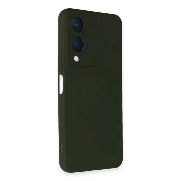 Vivo Y17S Kılıf Nano içi Kadife Silikon - Koyu Yeşil