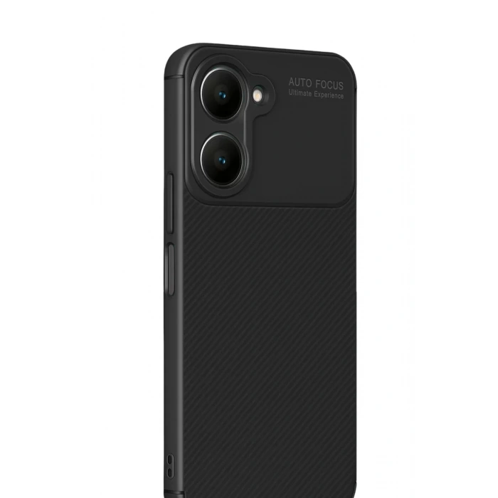 Vivo Y18 Kılıf Auto Focus Karbon Kapak - Siyah
