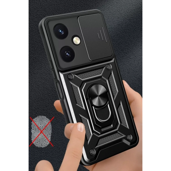 Vivo Y27 Kılıf Pars Lens Yüzüklü Silikon - Kırmızı