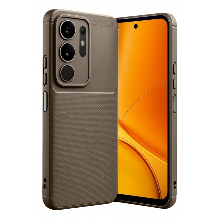 Vivo Y29 4G Auto Focus Karbon Kapak - Kahverengi
