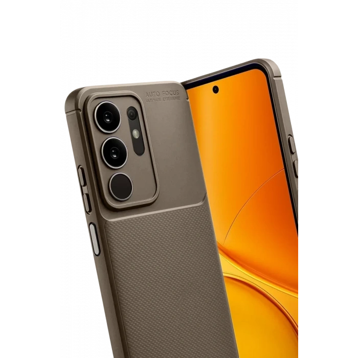Vivo Y29 4G Auto Focus Karbon Kapak - Kahverengi