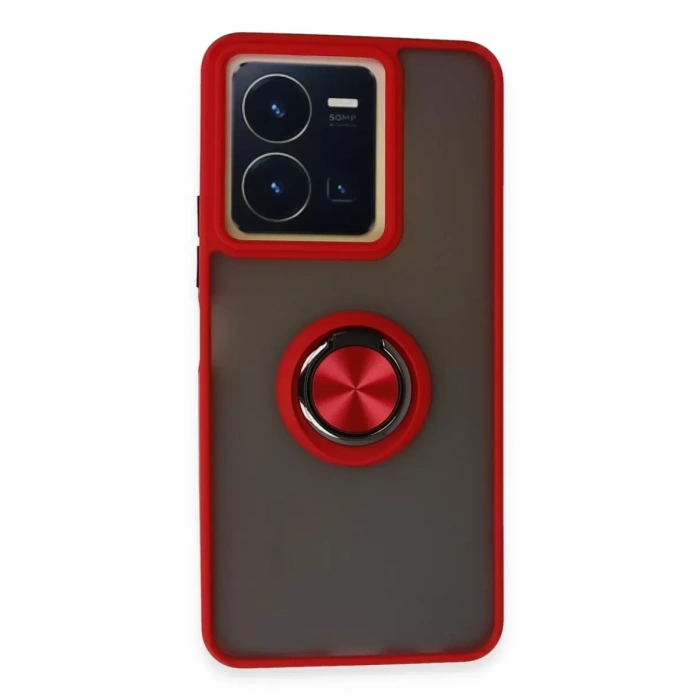 Vivo Y36 Kılıf Montreal Yüzüklü Silikon Kapak - Kırmızı