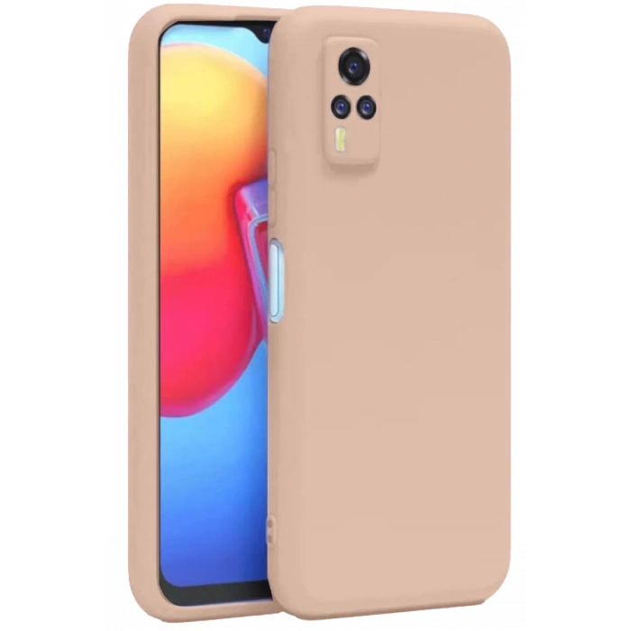 Vivo Y53S Kılıf Nano içi Kadife Silikon - Pudra